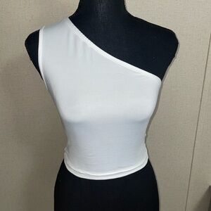 White One-Shoulder Crop Top